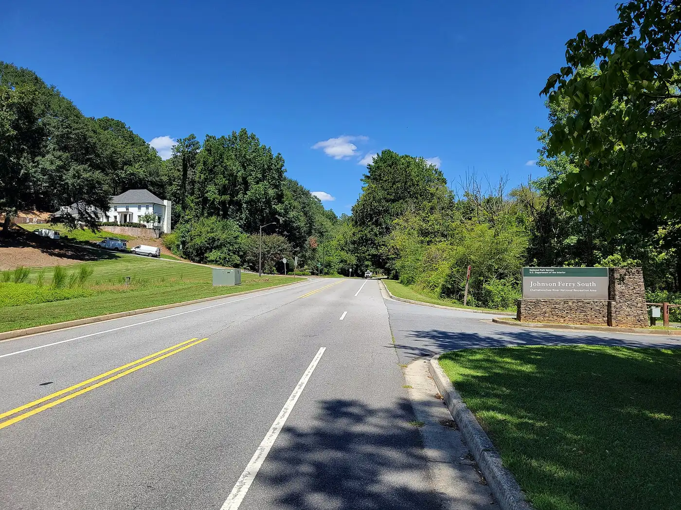The entrance to the Chattahoochee Plantation neighborhood on Johnson Ferry Road in East Cobb