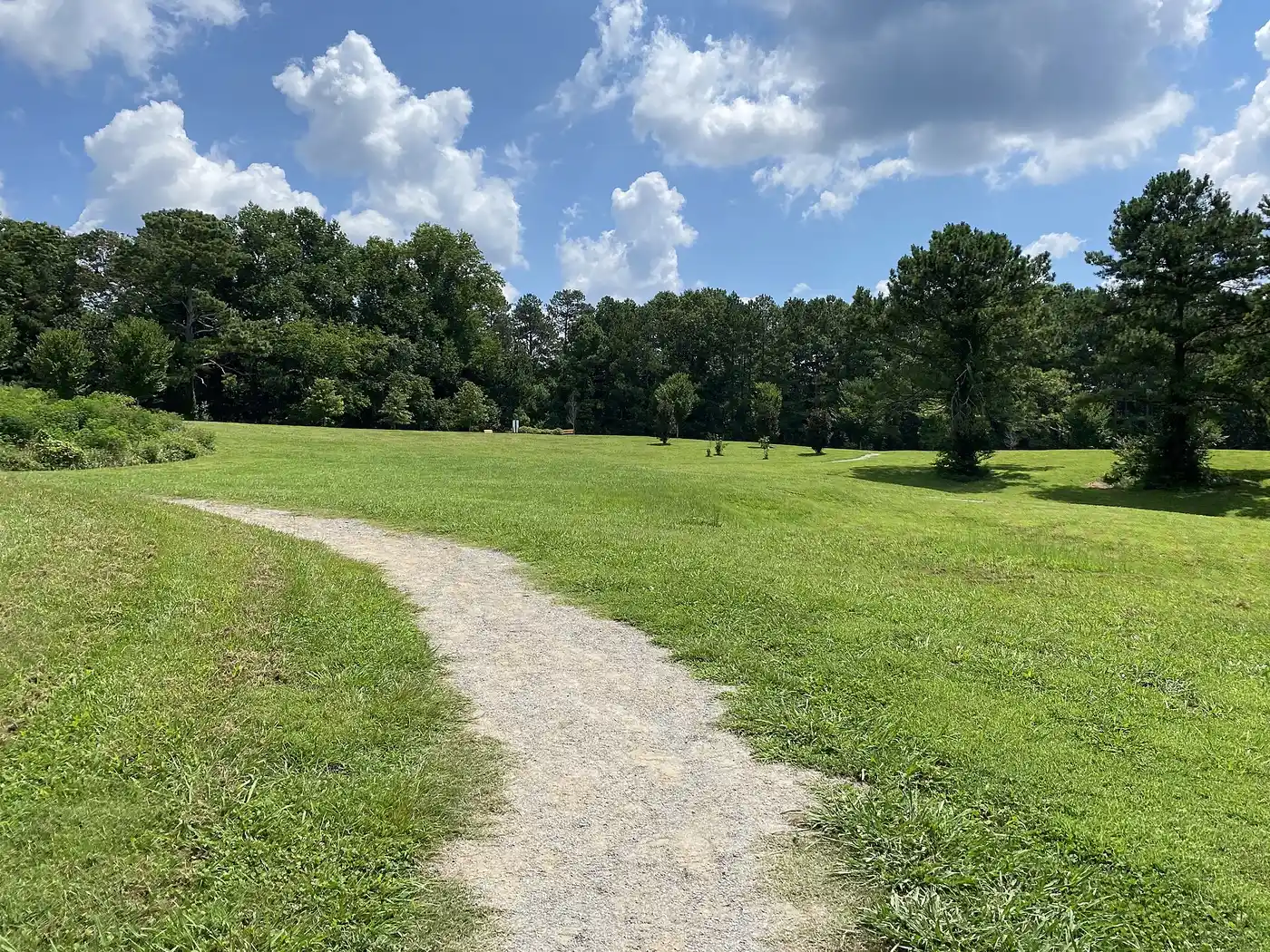 A walking path across the meadow at Mabry Park in East Cobb