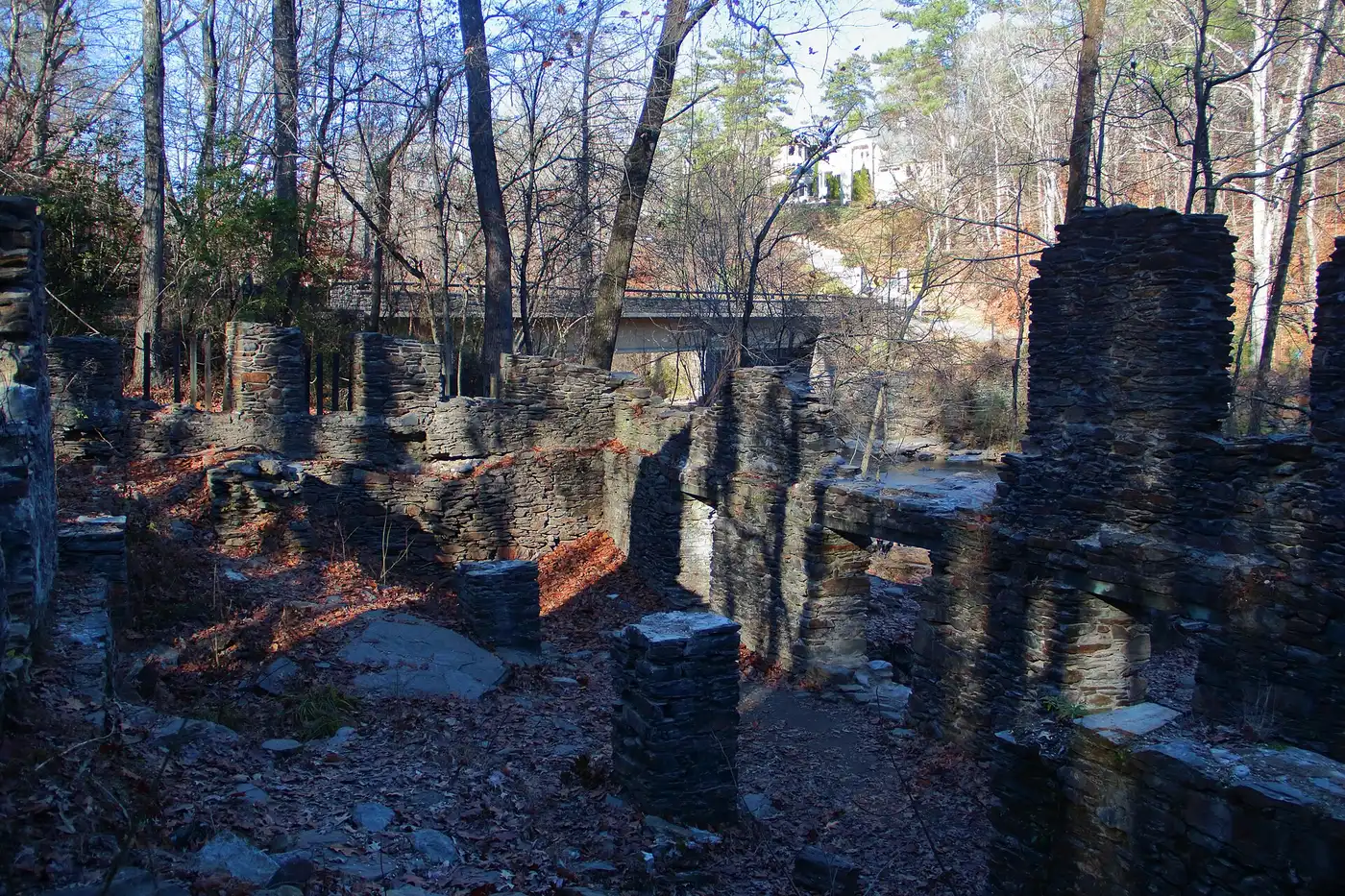The stone ruins of the Marietta Paper Mill on Sope Creek, in the Chattahoochee River National Recreation Area