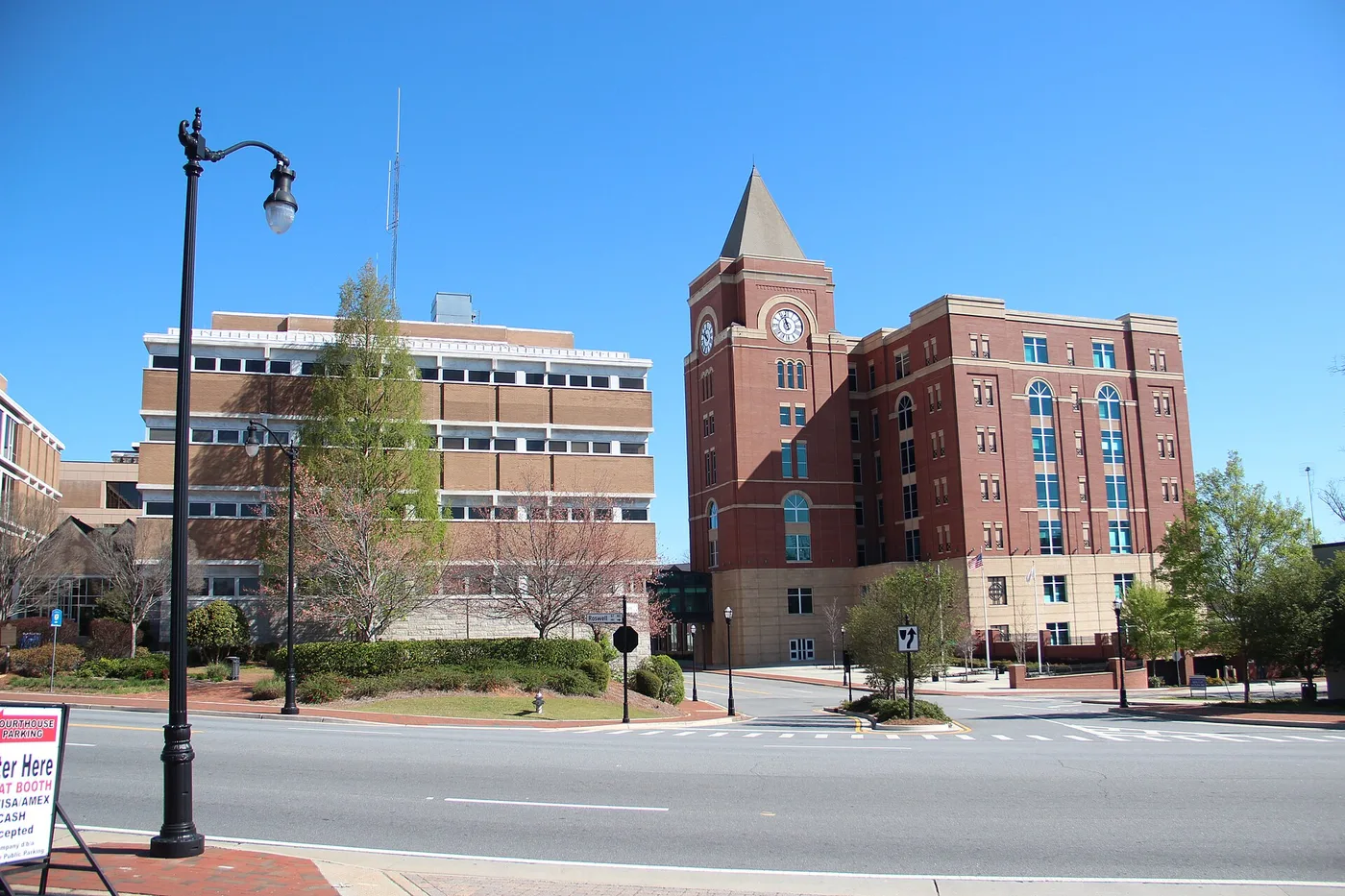 The Cobb County Courthouse and county government buildings in downtown Marietta
