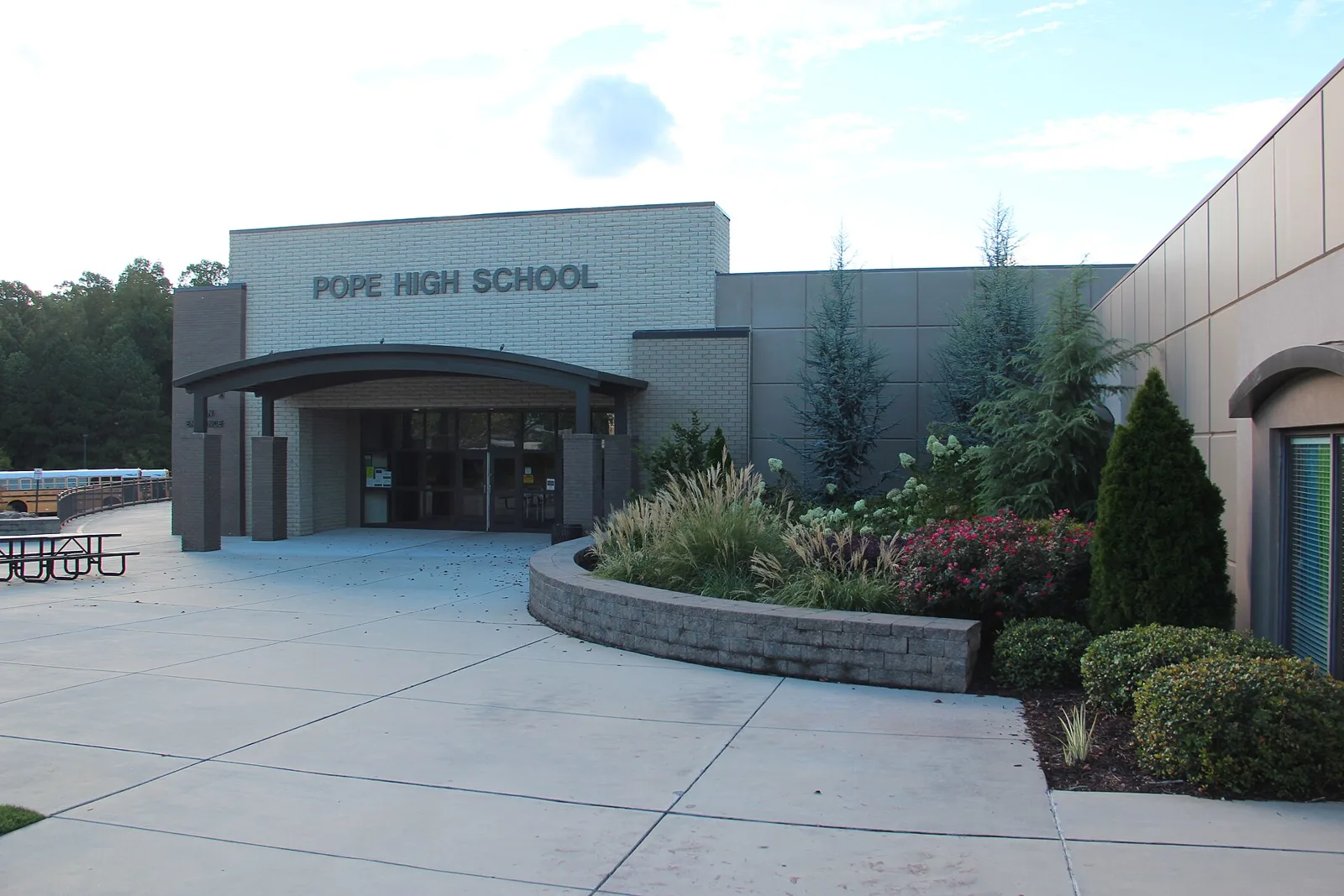 The main entrance of Pope High School on Hembree Road in East Cobb