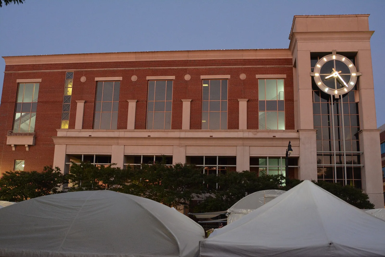 Event tents on Marietta Square, where the Gobble Jog starts and finishes on Thanksgiving morning